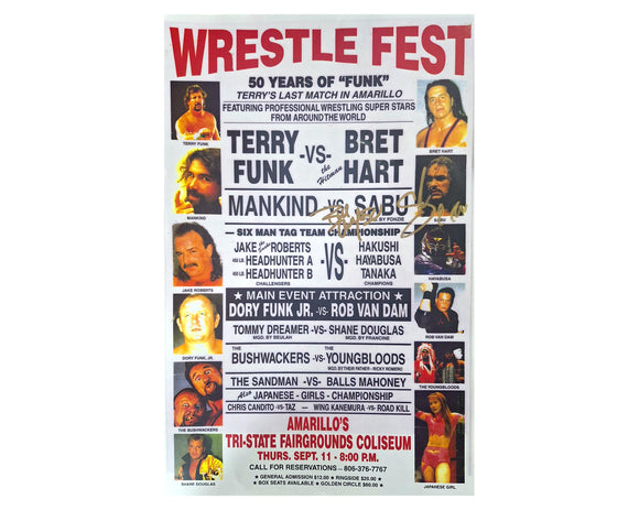 WRESTLEFEST 50 YEARS OF FUNK REPLICA POSTER - SIGNED