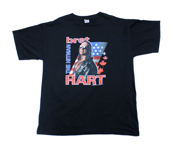 WCW BRET HART FLAGS VINTAGE T-SHIRT XL